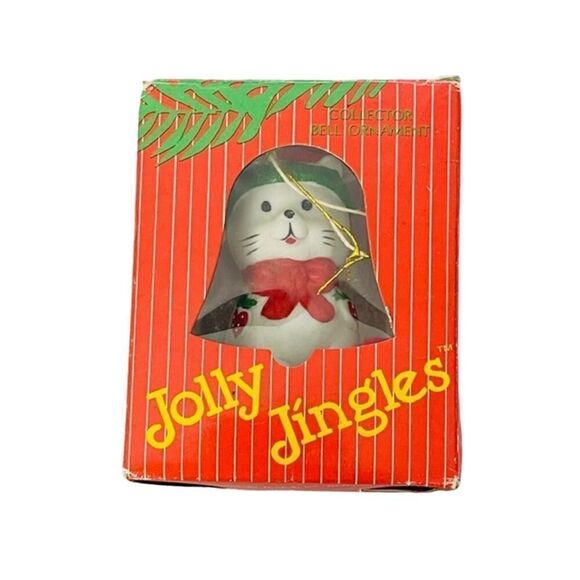 Vintage Cat Jolly Jingles Hand Painted Porcelain Bell Ornament Christmas w Box - Picture 3 of 8